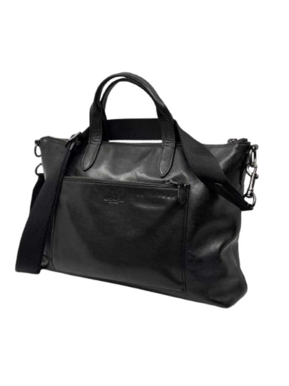 COACH Black Leather Manhattan Soft Brief Laptop Bag / Crossbody Tote